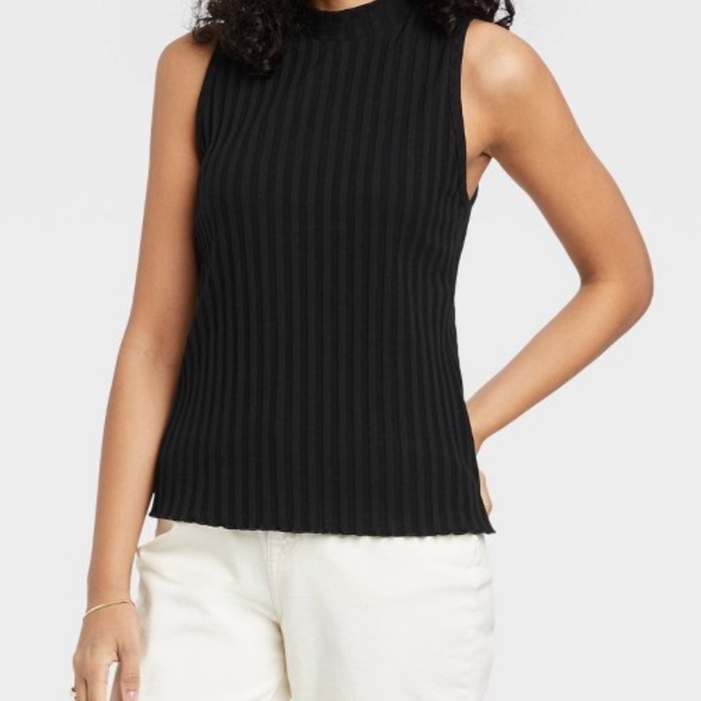 Mock Neck Ribbed Tank Top